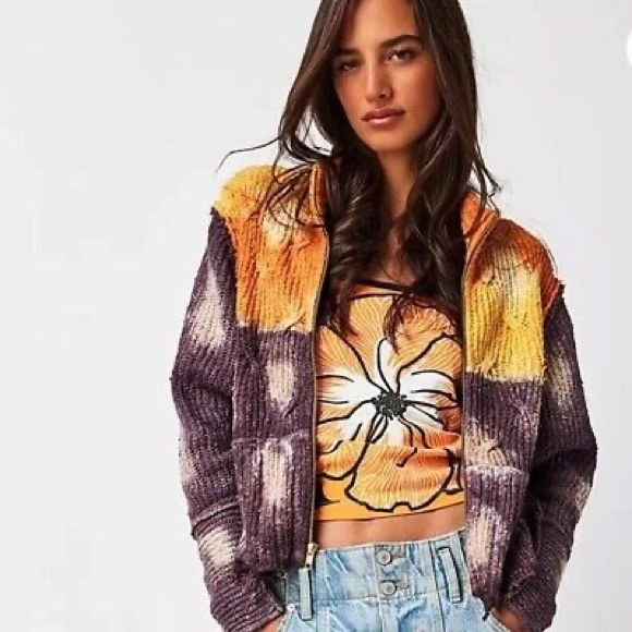 Free People Sweaters - NWT Free People Horizon Lines Cardi Orange size XS